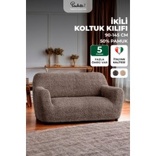 Paulato Lastikli Esnek ve Yıkanabilir 2 Kişilik Koltuk Örtüsü Çekyat Kanepe Kılıfı - Kahverengi