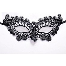 Siyah Renk Dantel Kesim Dantel Işlemeli Balo Parti Maskesi 10 No - 1OL4066-4591