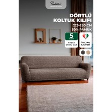 Paulato Lastikli Esnek ve Yıkanabilir 4 Kişilik Koltuk Örtüsü Çekyat Kanepe Kılıfı - Kahverengi