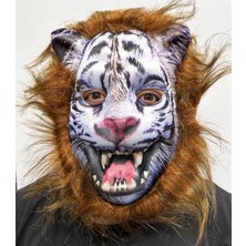 Kahverengi Saçlı Dişli Kurt Maskesi Köpek Maskesi Mega Peluş 12 No - 1OL5199-7633