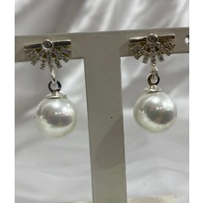 Gümüş Inci Yuvarlak Tasarım Küpe