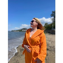 %100  Pamuklu Kapüşonlu Unisex Havlu Peştemal Bornoz