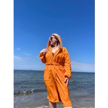 %100  Pamuklu Kapüşonlu Unisex Havlu Peştemal Bornoz