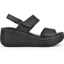 Ziya, Kadın Hakiki Deri Dolgu Topuk Sandalet 1511032Z7706 Siyah