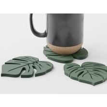 Waveora Monstera Bardak Altlığı 3 Lü Yaprak Set