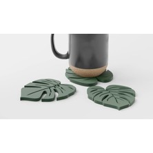 Waveora Monstera Bardak Altlığı 3 Lü Yaprak Set