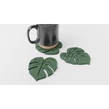 Waveora Monstera Bardak Altlığı 3 Lü Yaprak Set