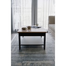 Atlantik Çam - Siyah Sole Orta Sehpa 60X90X45 Alt Büyük Raflı
