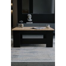 Atlantik Çam - Siyah Sole Orta Sehpa 60X90X45 Alt Büyük Raflı