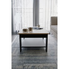 Safir Meşe - Siyah Sole Orta Sehpa 60X90X45 Alt Büyük Raflı