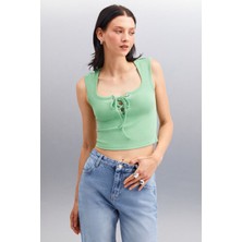 Grimelange PAOLINA Kadın Crop Yeşil Bluz