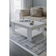 Beyaz Sole Orta Sehpa 60X90X45 Alt Büyük Raflı