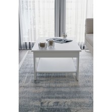 Beyaz Sole Orta Sehpa 60X90X45 Alt Büyük Raflı