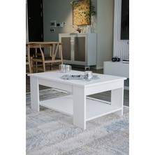Beyaz Sole Orta Sehpa 60X90X45 Alt Büyük Raflı