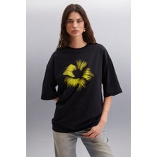 Grimelange SAOIRSE 100% Pamuk T-Shirt Siyah T-Shirt