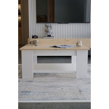 Safir Meşe - Beyaz Sole Orta Sehpa 60X90X45 Alt Büyük Raflı
