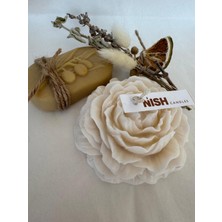 Doğal Şıklık Hediye Seti – Şakayık Mum, Zeytin Sabunu ve Kuru Çiçek Demeti