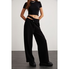 Grimelange Bruıxa Kadın Içi Polarlı Yumuşak Beli Detaylı Siyah Eşofman Altı