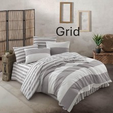 Grid Çizgili Ranforce Pamuklu Çift Kişilik Nevresim Takımı
