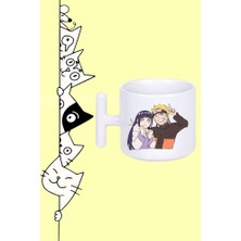Olympus Plus Anime Naruto ve Hinata Karakter Tasarım Baskılı Beyaz T Sap Kupa Bardak