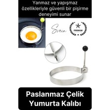 Svein Premium Yanmaz Yapışmaz Paslanmaz Metal Yuvarlak Omlet Krep Kalıbı Tava Sahanda Yumurta Pankek