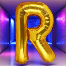 Vıp Yüksek Kalite 1 Metre Gold R Harfi Folyo Balon Gold R Harf Balon Helyum Gazına Uçan Balona Uygun