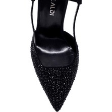 Dire Siyah Süet Kadın Stiletto & Abiye