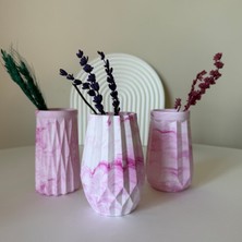 Üçlü Minimal Dekoratif Pembe Vazo Seti