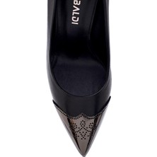 Sılan Siyah Hakiki Deri Kadın Stiletto & Abiye