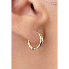 Fiyonk Kuyumculuk 14 Ayar Altın Kalemli Mini Ajda Halka Küpe