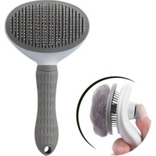 Buffer® Kedi Köpek Tüy Toplayıcı Kendini Temizleyebilen Ergonomik Rahat Evcil Hayvan Tarağı Gri