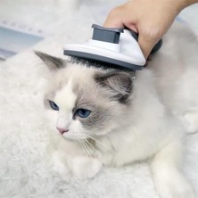 Buffer® Kedi Köpek Tüy Toplayıcı Kendini Temizleyebilen Ergonomik Rahat Evcil Hayvan Tarağı Gri
