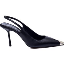 Honna Siyah Hakiki Deri Kadın Stiletto & Abiye