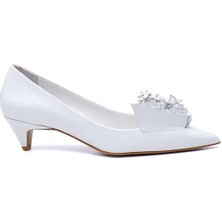 Palme Beyaz Hakiki Deri Kadın Stiletto & Abiye