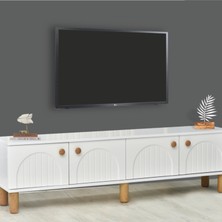 Lidya Duvar Ünitesi Beyaz 4 Kapaklı Raflı Modren Tasarım180x50x36 cm