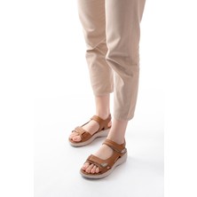 DM-363  Taba Baret Cırtlı Dikişli Günlük Kadın Sandalet