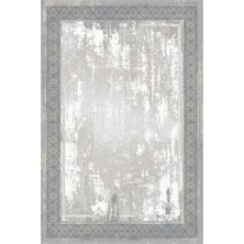 Linea Halı Klasik 23307A Antrasit Çerçeveli Vintage Antialerjik Halı Hav Vermez Tozumaz Salon Halısı