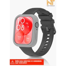 Huawei Watch Fit 3 Uyumlu Yumuşak Renkli Silikon Kasa Koruyucu Jel Silikon Kordon (Set)