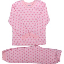 Kız Çocuk Pembe Yıldız Baskılı 2'li Pijama Takımı