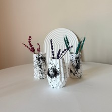 Üçlü Mini Dekoratif Desenli Vazo Seti