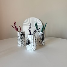 Üçlü Mini Dekoratif Desenli Vazo Seti