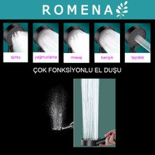 Romena Jet Özellikli Duş Seti | Hortum+Yapışkanlı Askı Aparatı + El Duşu | R1002-S