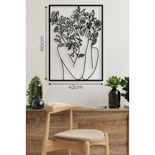 Metalium Concept Çiçek Kadın Dekoratif Siyah Metal Duvar Tablosu 42X60CM [2336-42x60]