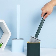 Buffer® Duvara Monte Edilebilir Kapaklı Askılı Klozet Yumuşak Silikon Başlıklı Tuvalet Fırçası Seti