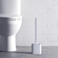 Buffer® Duvara Monte Edilebilir Kapaklı Askılı Klozet Yumuşak Silikon Başlıklı Tuvalet Fırçası Seti