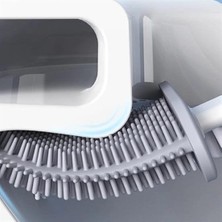 Buffer® Duvara Monte Edilebilir Kapaklı Askılı Klozet Yumuşak Silikon Başlıklı Tuvalet Fırçası Seti
