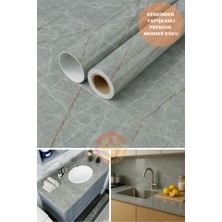 Technosmart 60X500CM Kendinden Yapışkanlı Mermer Desen Duvar Kağıdı Kaplama Mutfak Tezgeh Masa Folyo
