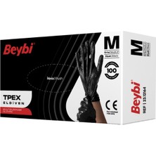 Beybi | Tpex Tek Kullanımlık Eldiven | 100’LÜ | Gıda Uyumlu – Lateks Içermez – Tpe Malzeme | Kaymaz, Kokusuz, Esnek| 2 Paket | Siyah | L Beden