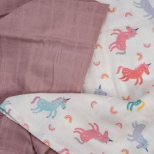 Beberotti2'li Müslin Örtü %100 Pamuk 75X90CM - Unicorn Bej