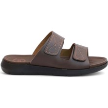 2168-GZR Çift Cırtlı Tam Anatomik Tabanlı Günlük,umre ve Hac Için Uyumlu Erkek Terlik - NKT02168-KAHVERENGI-40